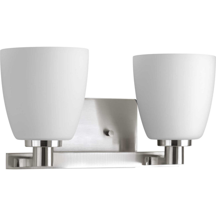 Fleet Two Light Bath Bracket in Brushed Nickel - available from The Lighting Shoppe, trusted by Canadian homeowners