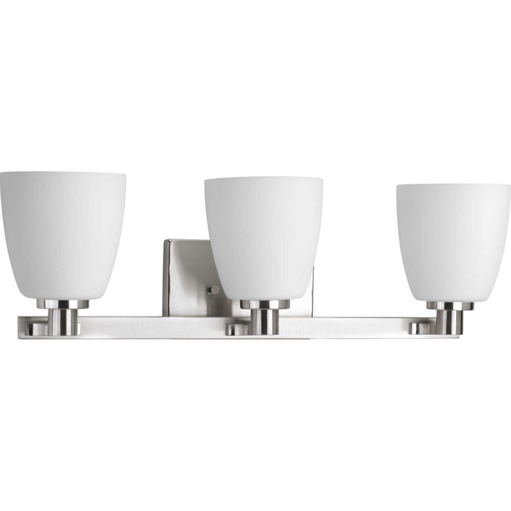 Fleet Three Light Bath Bracket in Brushed Nickel - available from The Lighting Shoppe, trusted by Canadian homeowners