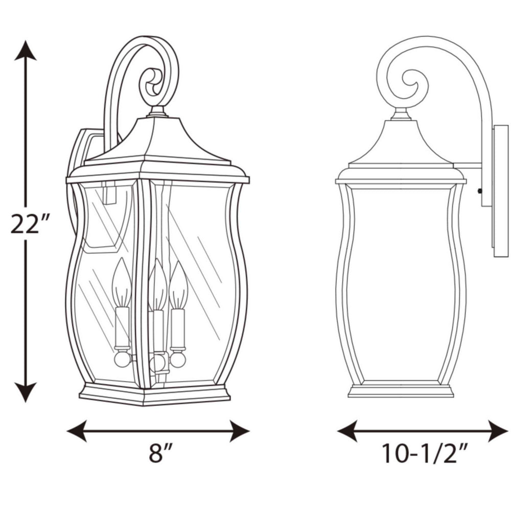 Progress Canada - P5699-108 - Three Light Large Wall Lantern - Township - Oil Rubbed Bronze