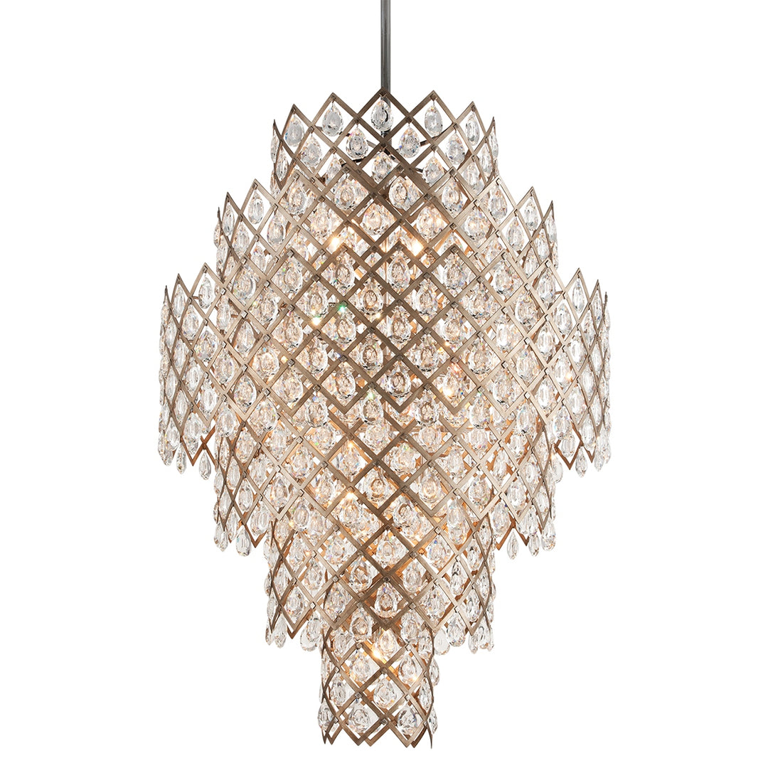 Corbett Lighting Canada - 214-717-SGL/SS - 17 Light Chandelier - Tiara - Stria Gold Leaf/Stainless Steel