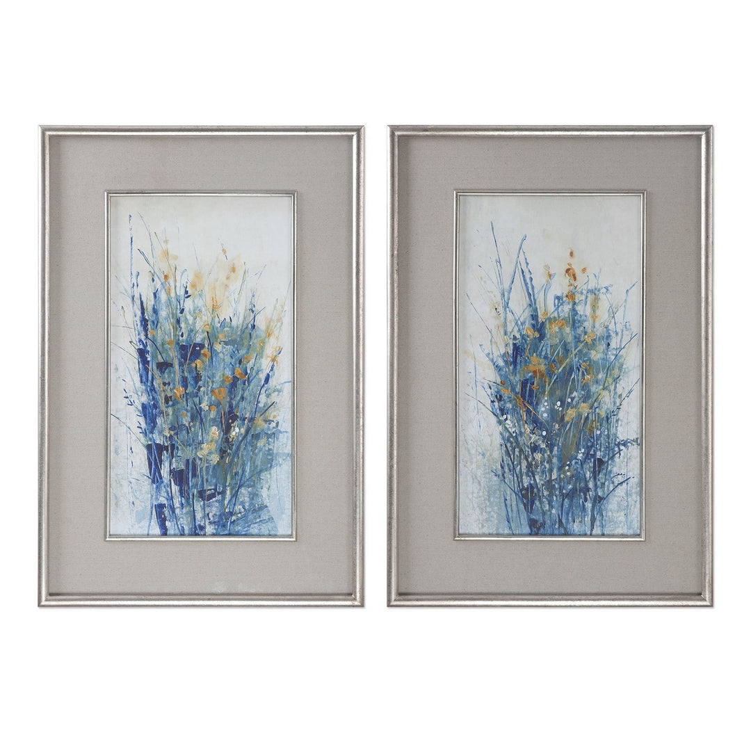 Indigo Florals Wall Art in Gray Linen - available from The Lighting Shoppe, trusted by Canadian homeowners