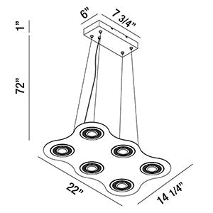 Eurofase Canada - 29484-010 - VISION,6LT LED PENDANT,W/B - VISION - White/Black