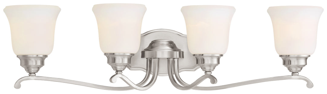 Savannah Row Four Light Bath in Brushed Nickel - available from The Lighting Shoppe, trusted by Canadian homeowners