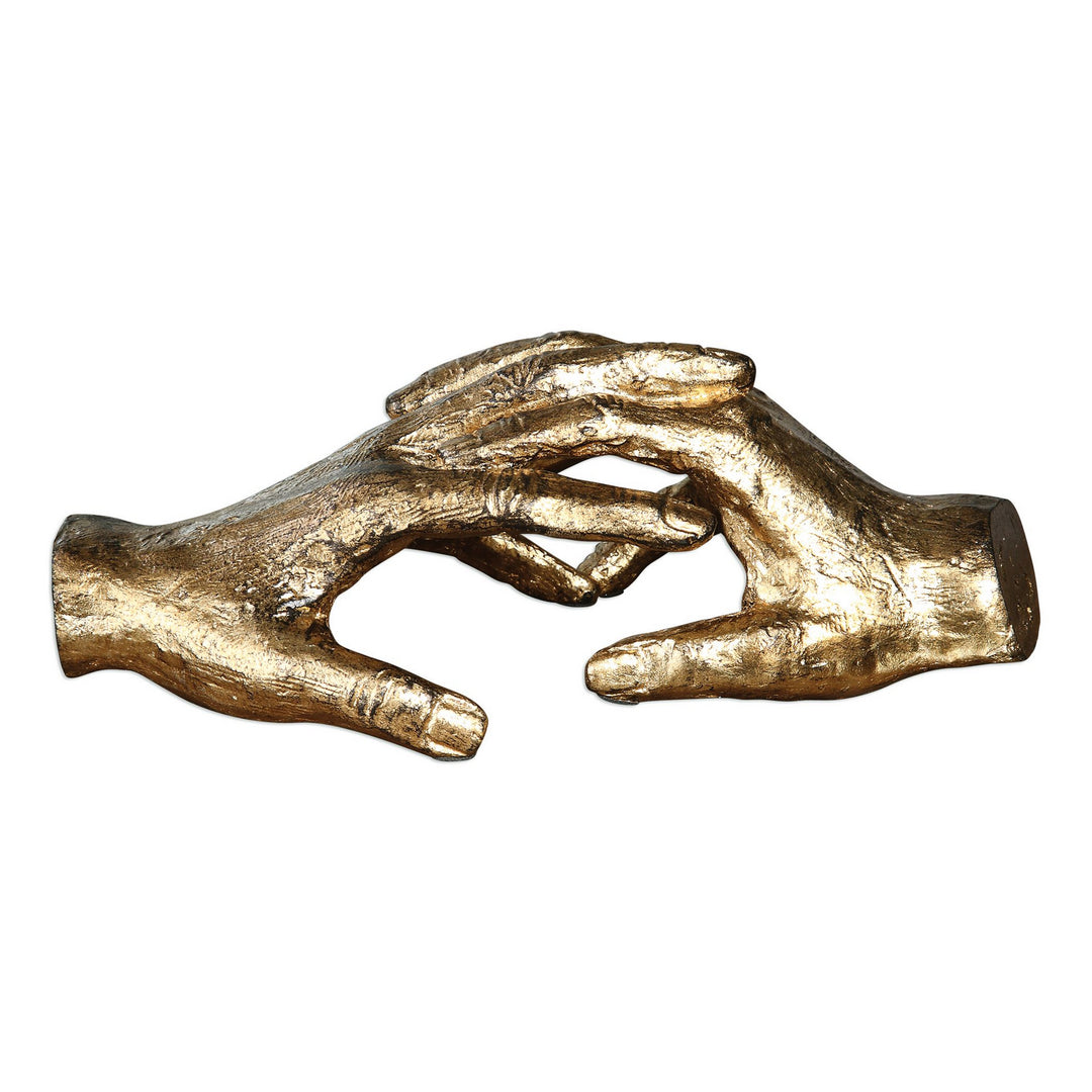 Hold My Hand Sculpture in Antiqued, Gold Leaf - available from The Lighting Shoppe, trusted by Canadian homeowners