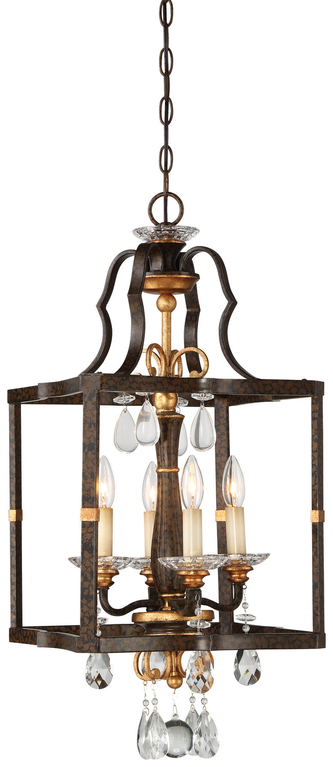 Chateau Nobles Four Light Pendant in Raven Bronze With Sunburst Gold Leaf Highlights - available from The Lighting Shoppe, trusted by Canadian homeowners