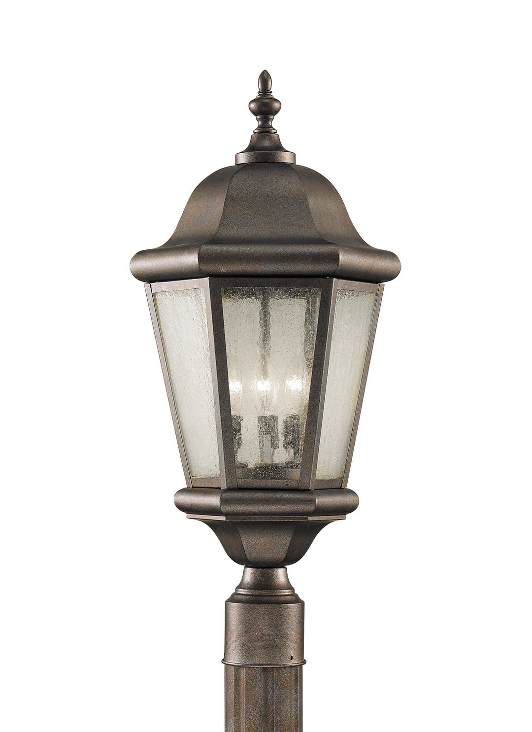Martinsville Three Light Outdoor Post Lantern in Corinthian Bronze - available from The Lighting Shoppe, trusted by Canadian homeowners