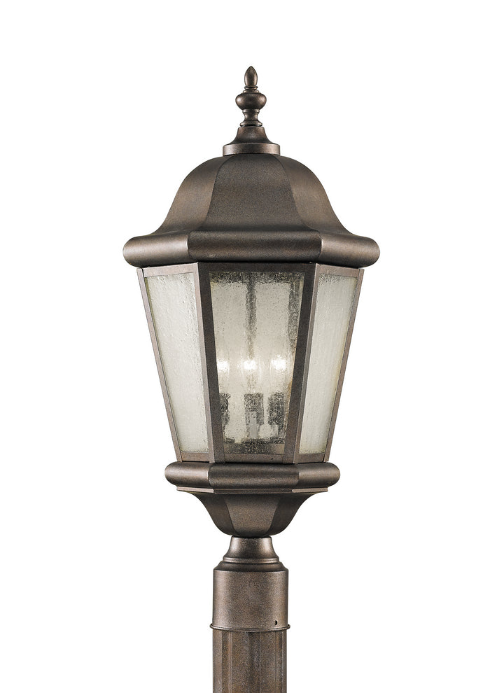 Martinsville Three Light Outdoor Post Lantern in Corinthian Bronze - available from The Lighting Shoppe, trusted by Canadian homeowners