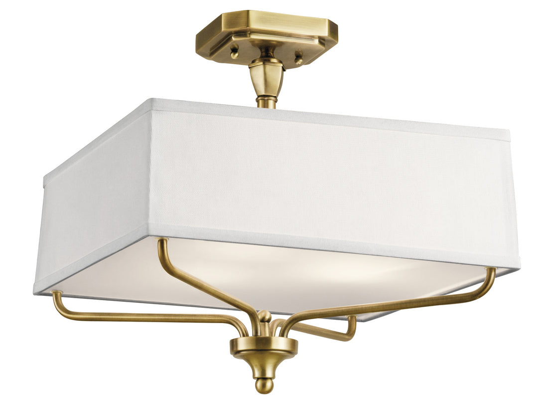Arlo Three Light Semi Flush Mount in Natural Brass - available from The Lighting Shoppe, trusted by Canadian homeowners