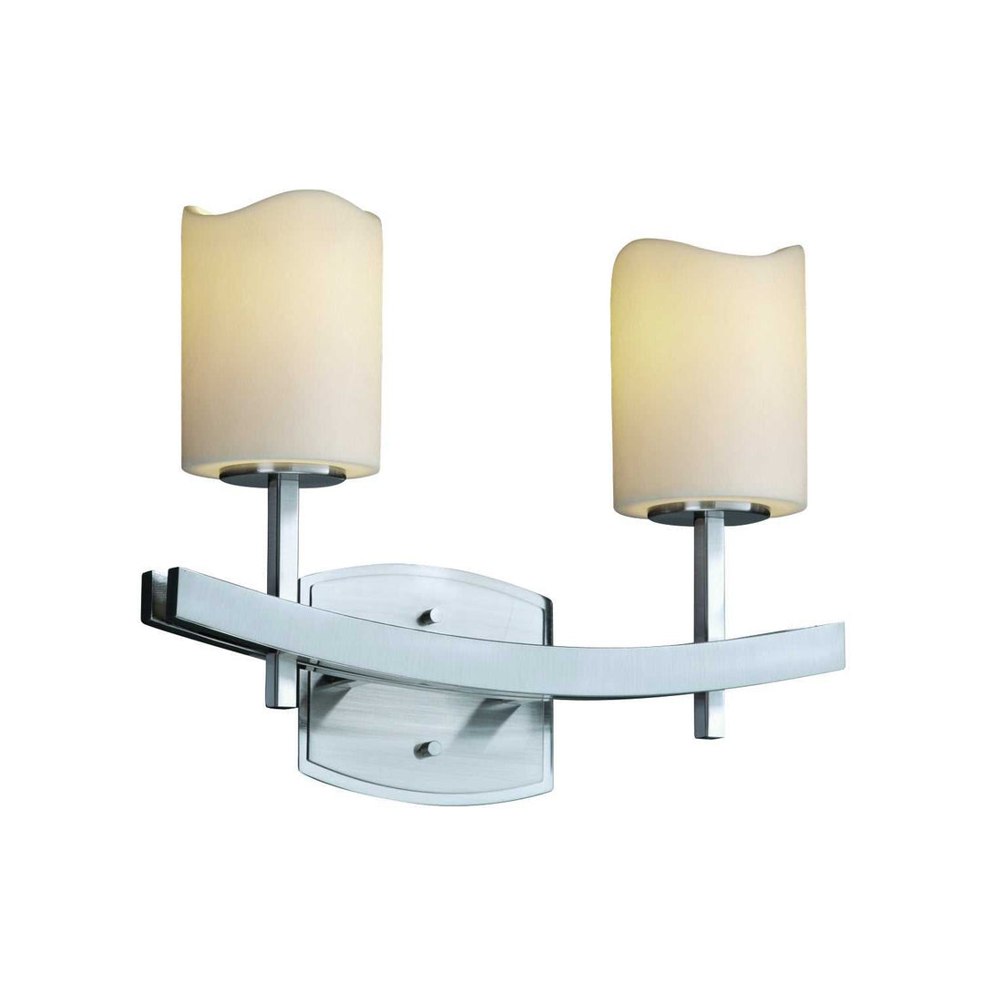 CandleAria Two Light Bath Bar in Brushed Nickel Justice Designs