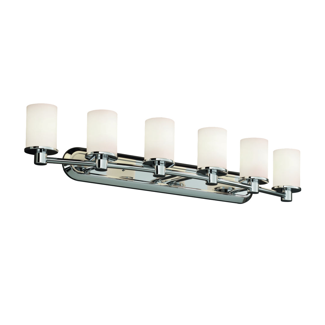 Justice Designs - FSN-8516-10-OPAL-CROM - Six Light Bath Bar - Fusion - Polished Chrome