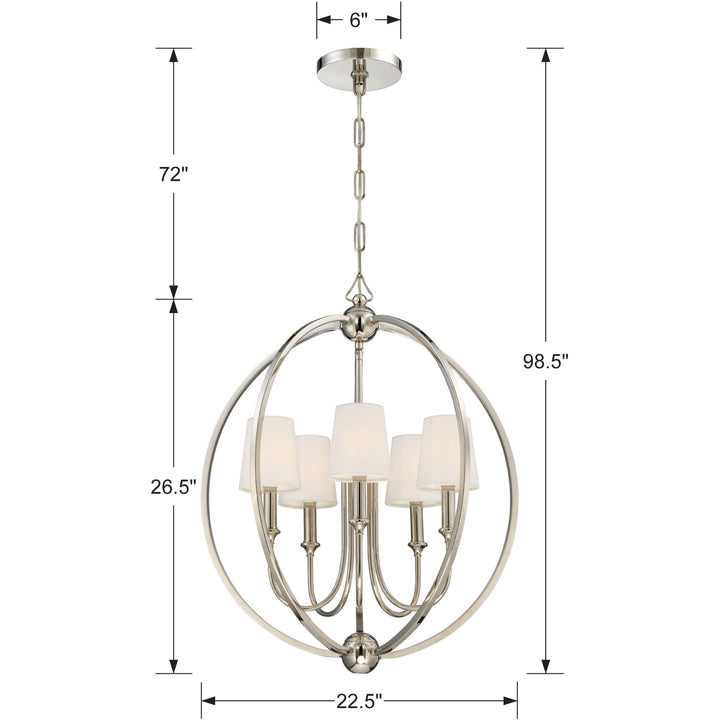 Crystorama - 2247-PN - Five Light Chandelier - Sylvan - Polished Nickel
