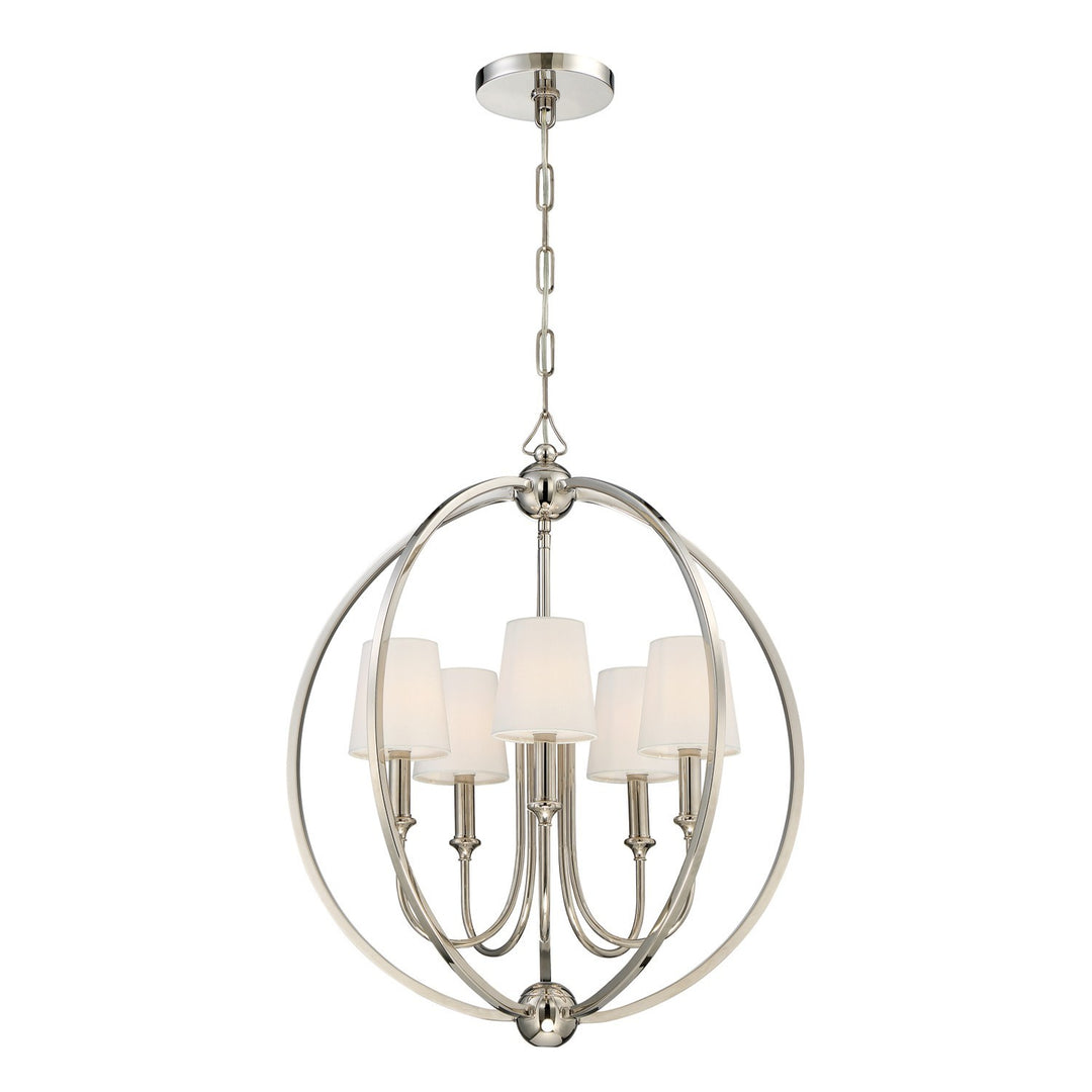 Sylvan Five Light Chandelier in Polished Nickel - available from The Lighting Shoppe, trusted by Canadian homeowners