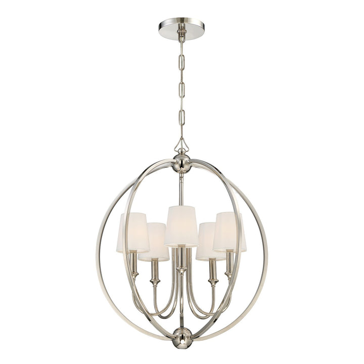 Sylvan Five Light Chandelier in Polished Nickel - available from The Lighting Shoppe, trusted by Canadian homeowners