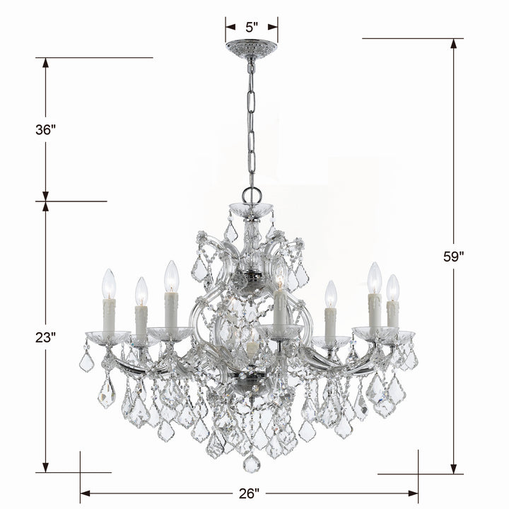 Crystorama - 4408-CH-CL-S - Nine Light Chandelier - Maria Theresa - Polished Chrome