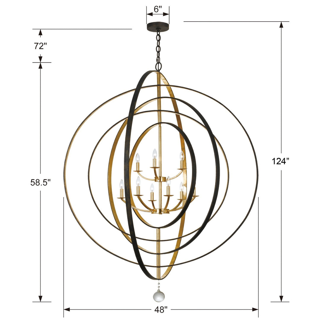 Crystorama - 587-EB-GA - Nine Light Chandelier - Luna - English Bronze + Antique Gold
