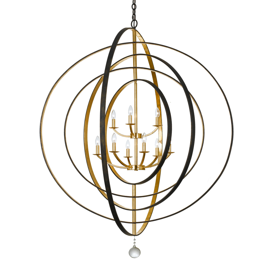 Luna Nine Light Chandelier in English Bronze + Antique Gold - available from The Lighting Shoppe, trusted by Canadian homeowners
