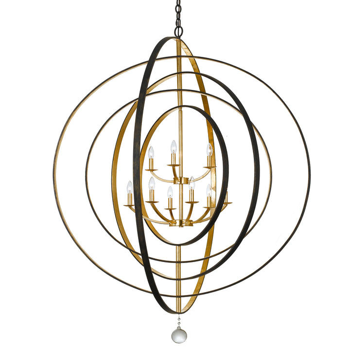 Luna Nine Light Chandelier in English Bronze + Antique Gold - available from The Lighting Shoppe, trusted by Canadian homeowners