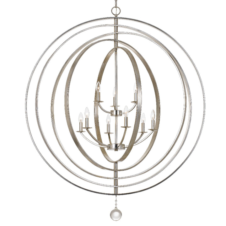 Crystorama - 587-SA - Nine Light Chandelier - Luna - Antique Silver
