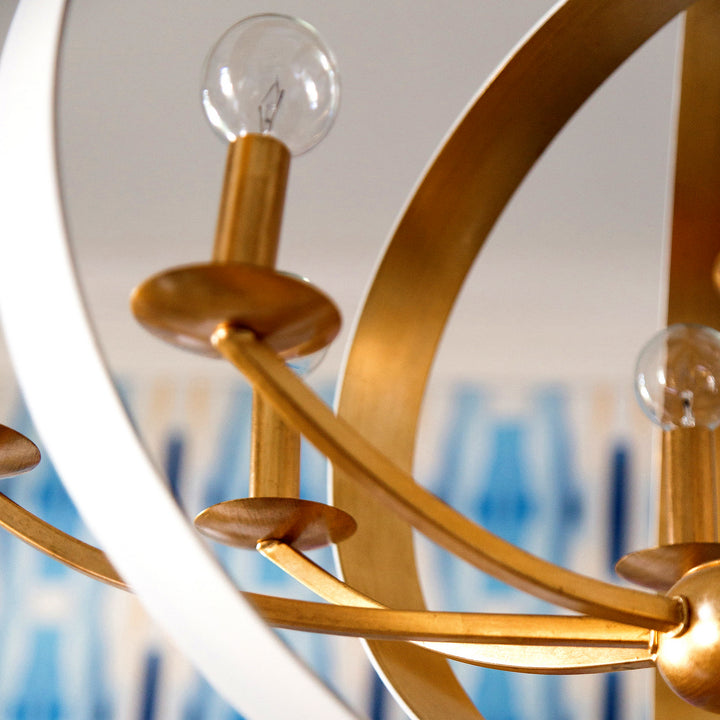 Crystorama - 588-MT-GA - Eight Light Chandelier - Luna - Matte White + Antique Gold