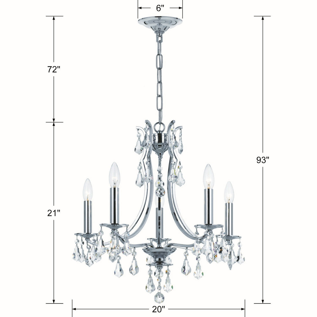 Crystorama - 5935-CH-CL-MWP - Five Light Chandelier - Cedar - Polished Chrome
