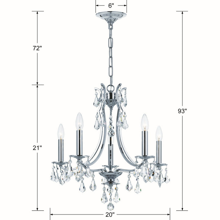 Crystorama - 5935-CH-CL-MWP - Five Light Chandelier - Cedar - Polished Chrome
