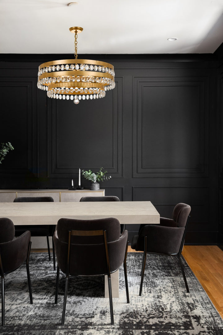 Crystorama - 6108-GA - Six Light Chandelier - Perla - Antique Gold