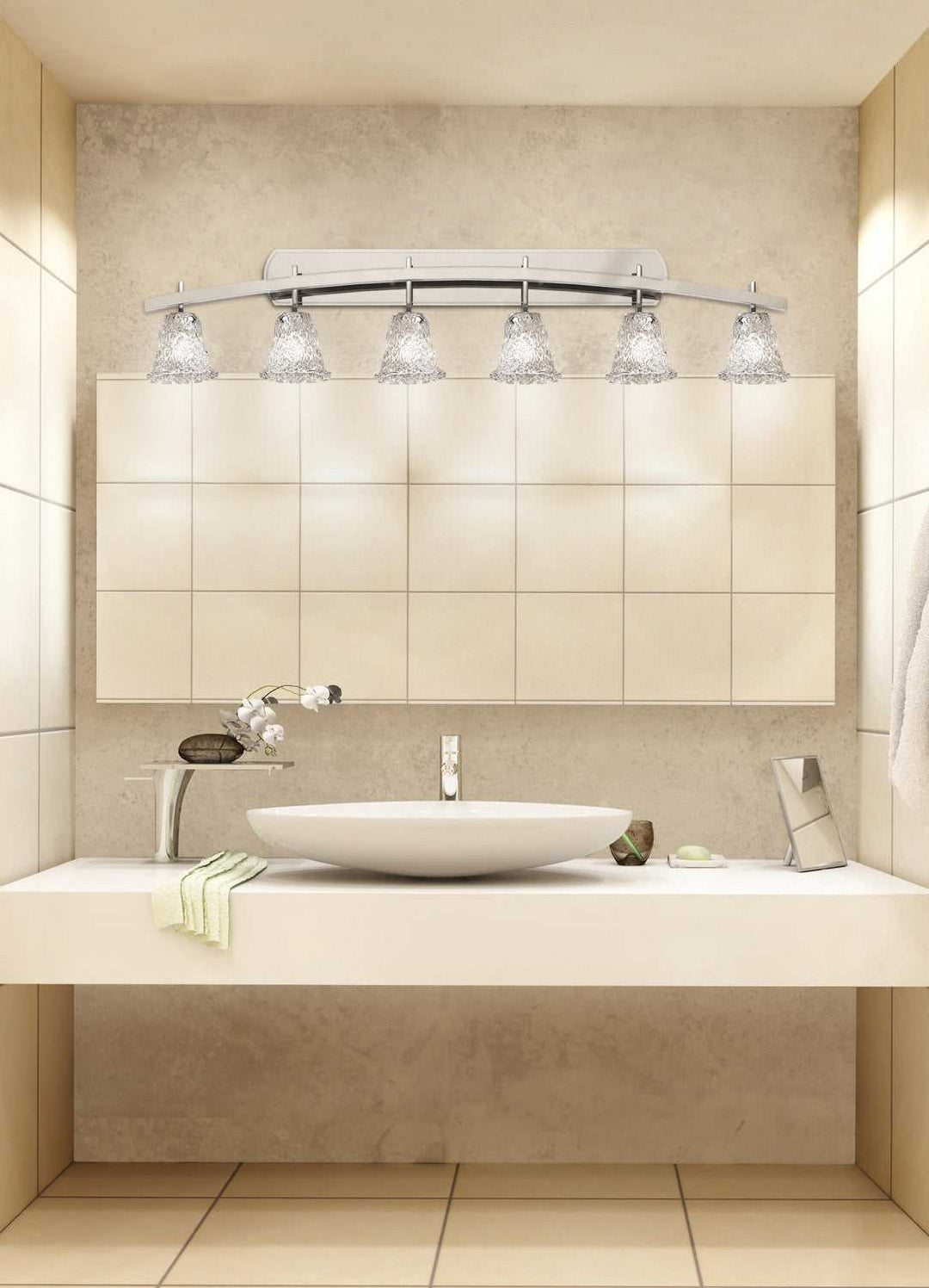 Veneto Luce Six Light Bath Bar in Brushed Nickel Justice Designs
