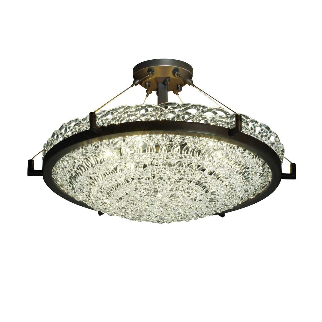 Veneto Luce Six Light Semi-Flush Mount in Dark Bronze Justice Designs