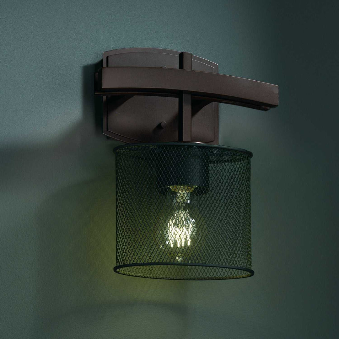 Wire Mesh One Light Wall Sconce in Dark Bronze Justice Designs