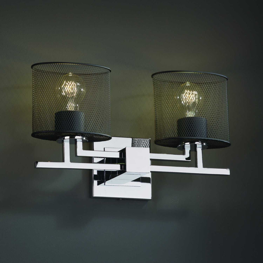 Wire Mesh Two Light Bath Bar in Polished Chrome Justice Designs