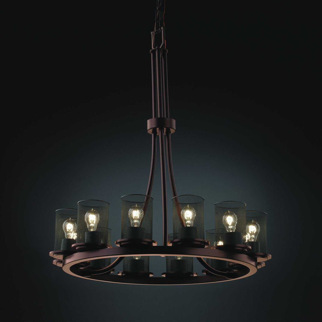 Wire Mesh 12 Light Chandelier in Dark Bronze Justice Designs