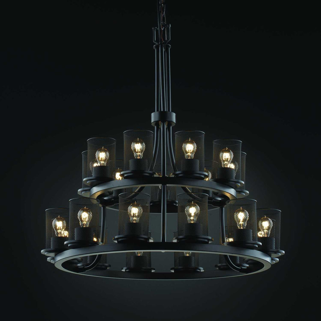Wire Mesh 21 Light Chandelier in Matte Black Justice Designs