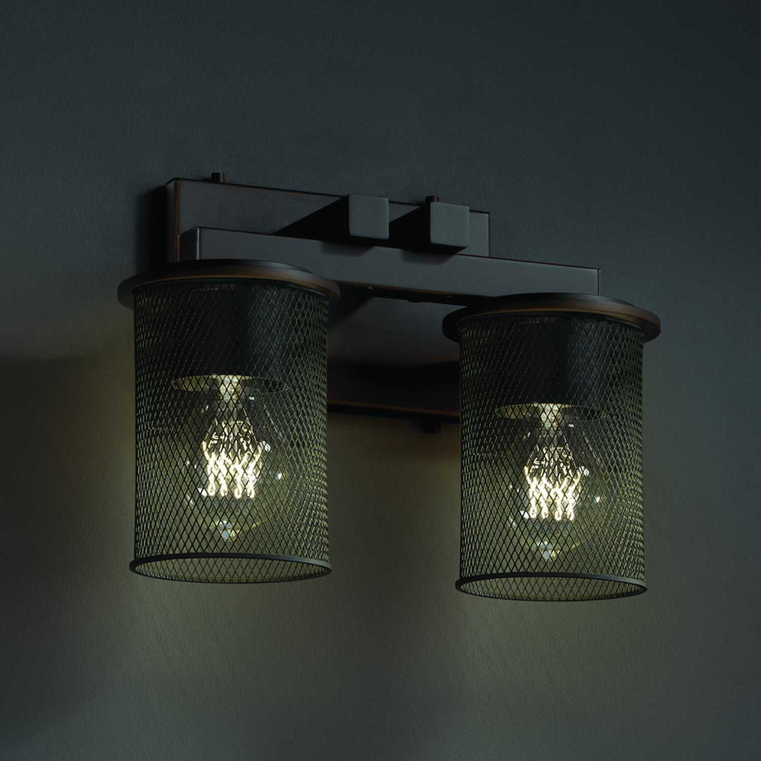 Wire Mesh Two Light Bath Bar in Dark Bronze Justice Designs