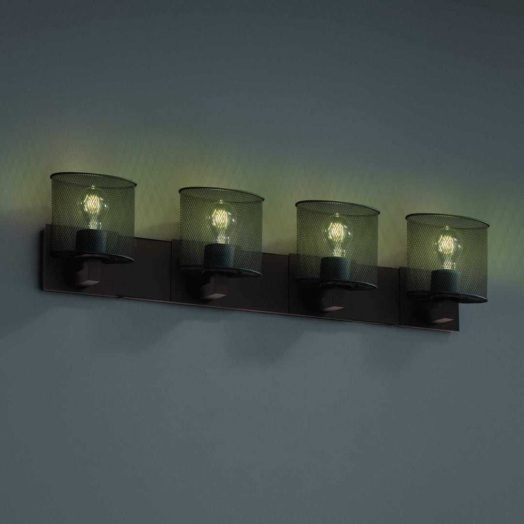Wire Mesh Four Light Bath Bar in Dark Bronze Justice Designs