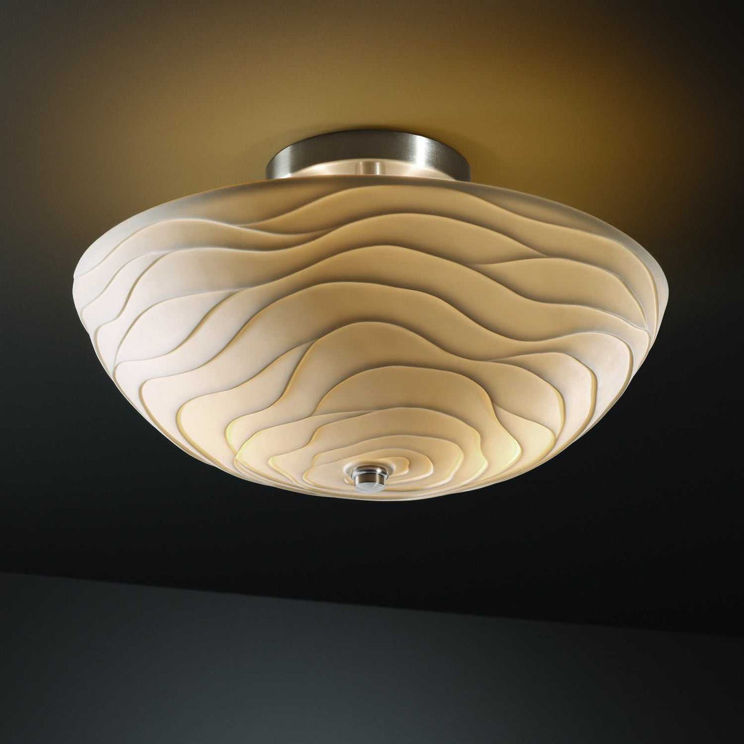 Porcelina Two Light Semi-Flush Mount in Brushed Nickel Justice Designs