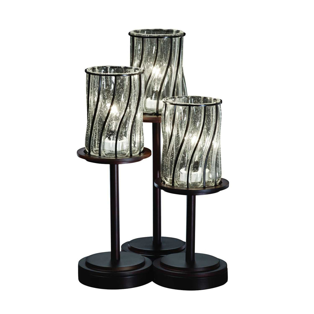 Wire Glass Three Light Table Lamp in Dark Bronze Justice Designs