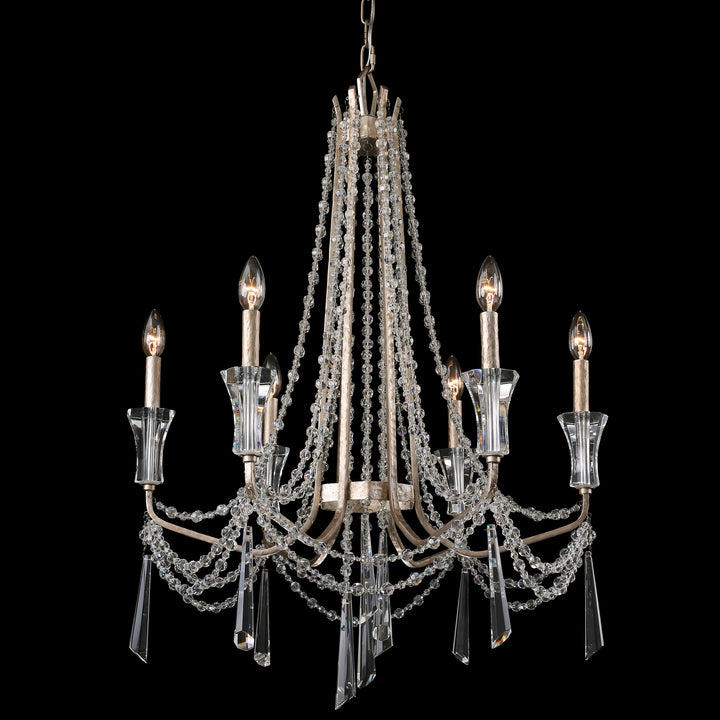 Barcelona Six Light Chandelier in Transcend Silver - available from The Lighting Shoppe, trusted by Canadian homeowners