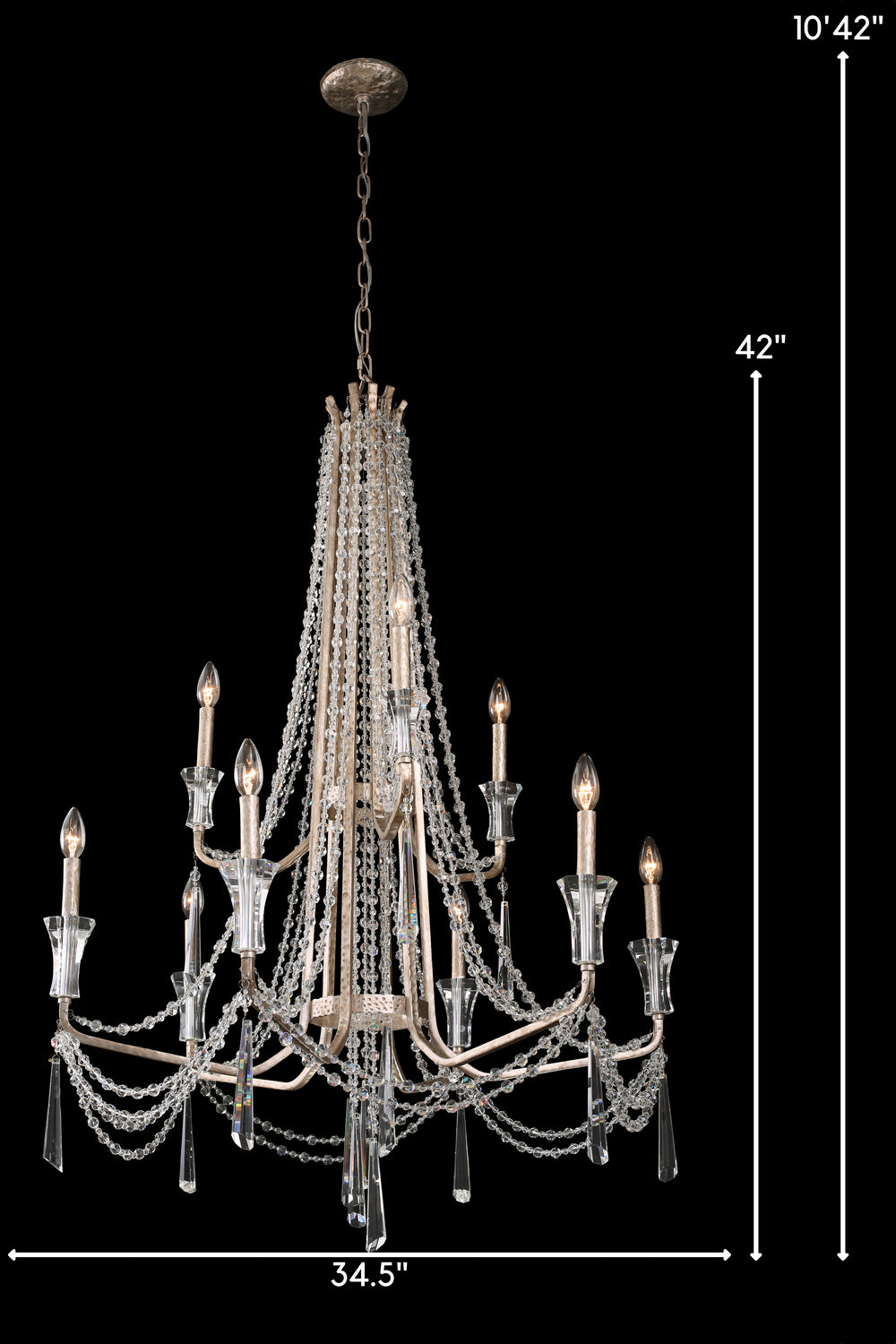 Varaluz - 270C09TR - Nine Light Chandelier - Barcelona - Transcend Silver