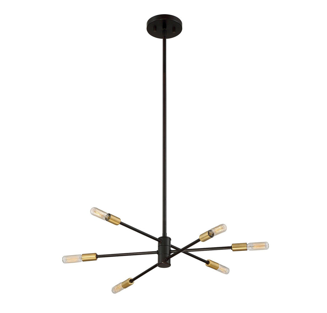 Lyrique Six Light Chandelier in Bronze with Brass Accents Savoy House