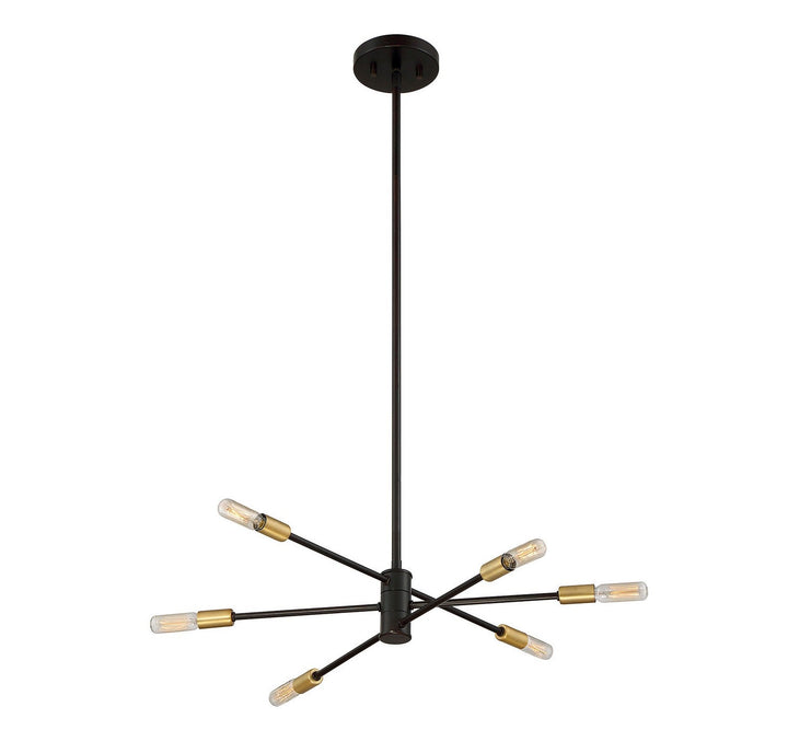 Lyrique Six Light Chandelier in Bronze with Brass Accents Savoy House