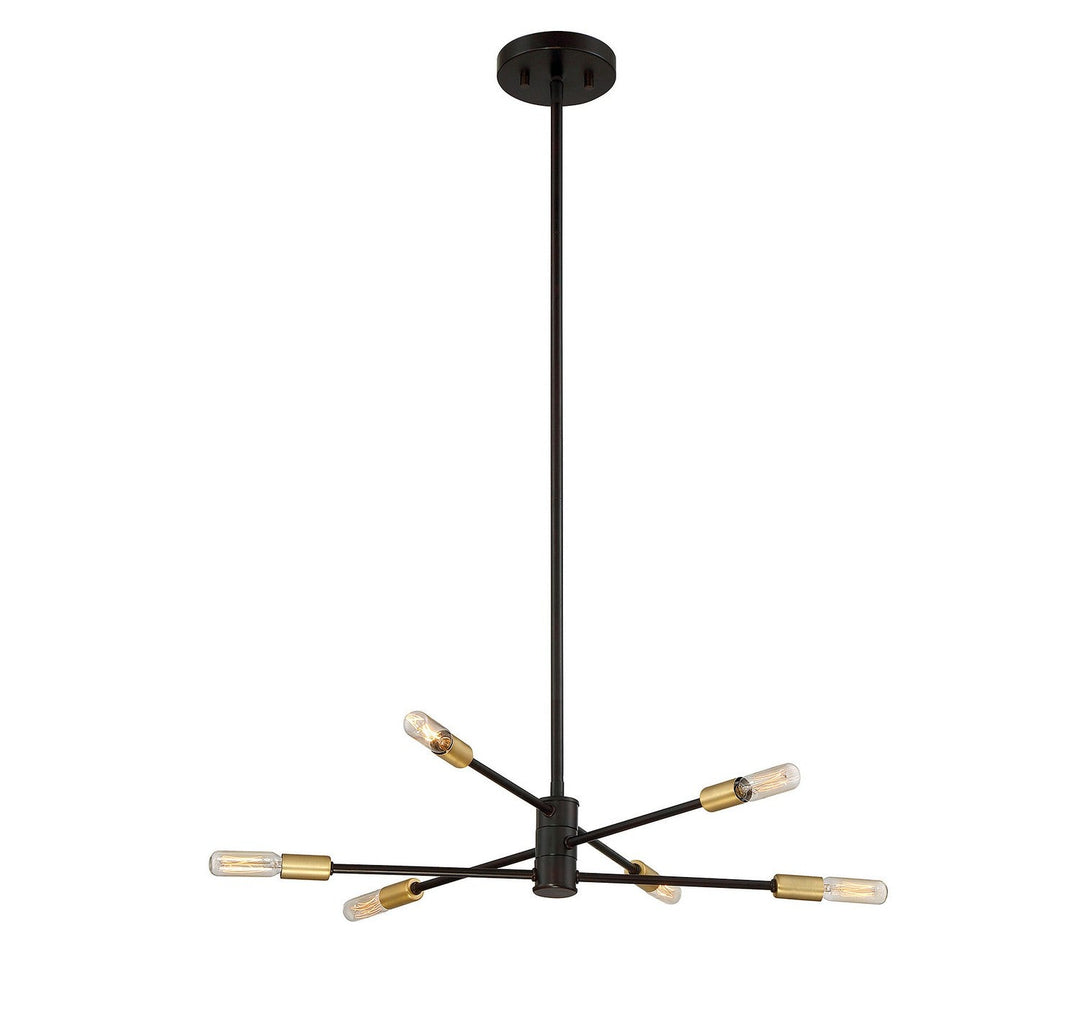 Lyrique Six Light Chandelier in Bronze with Brass Accents Savoy House