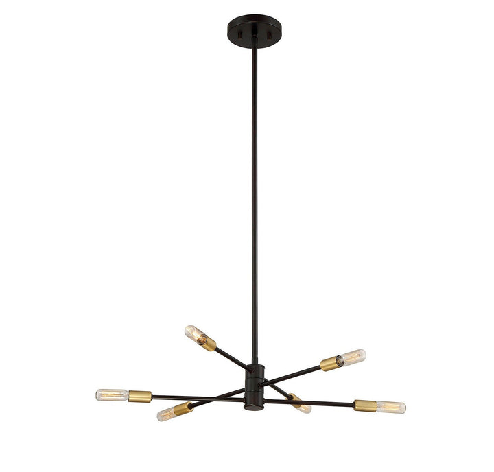 Lyrique Six Light Chandelier in Bronze with Brass Accents Savoy House