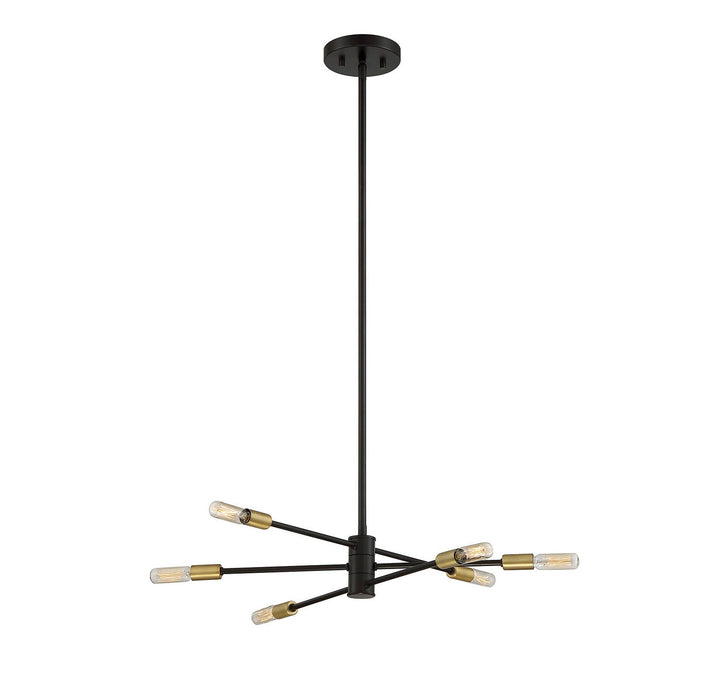Lyrique Six Light Chandelier in Bronze with Brass Accents Savoy House