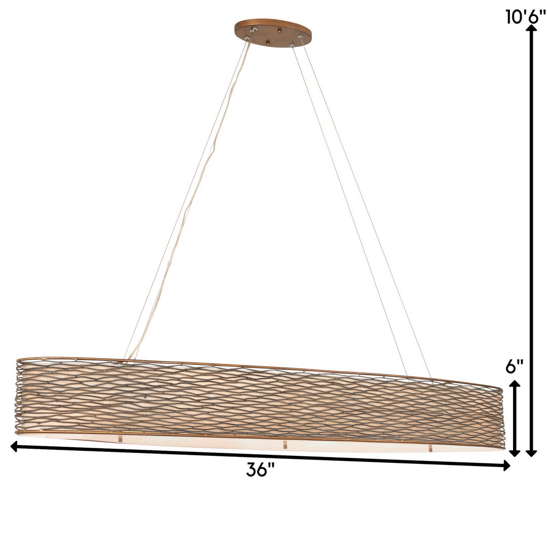 Varaluz - 247N06HO - Six Light Linear Pendant - Flow - Hammered Ore