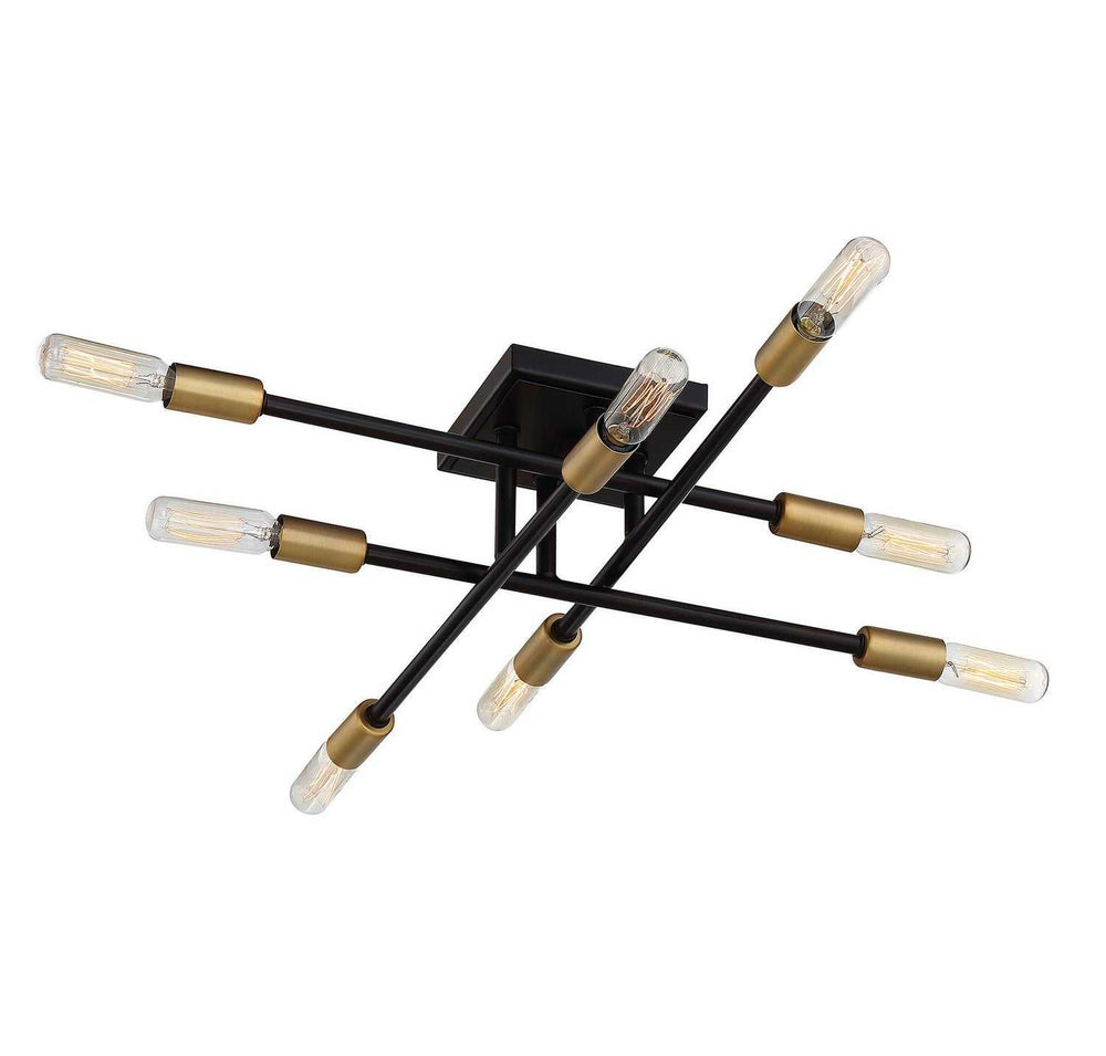 Lyrique Eight Light Semi Flush Mount in Bronze with Brass Accents Savoy House