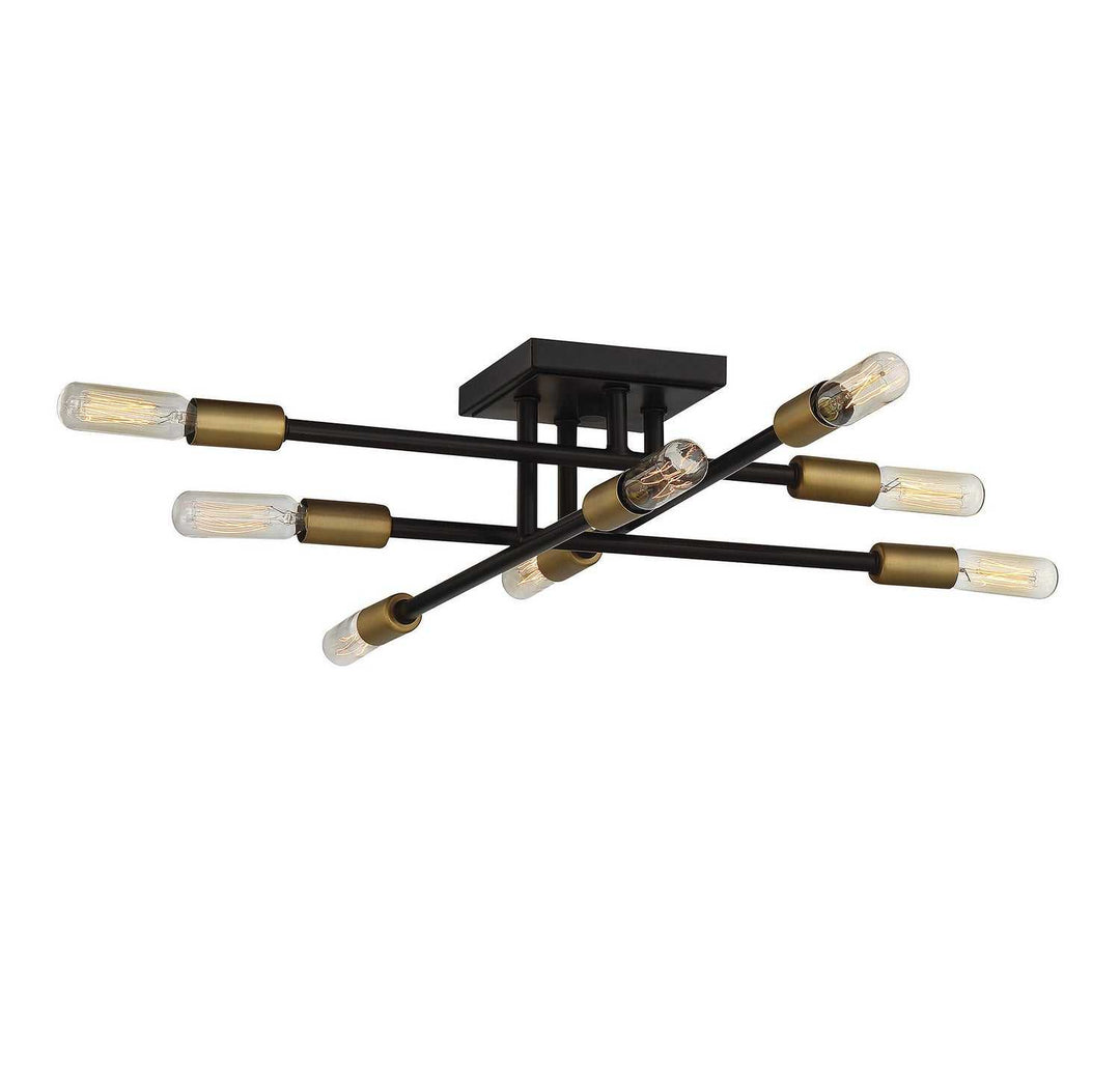 Lyrique Eight Light Semi Flush Mount in Bronze with Brass Accents Savoy House