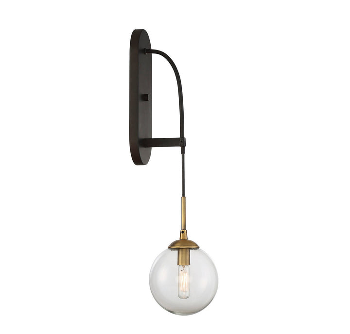 Fulton One Light Wall Sconce in English Bronze and Warm Brass Savoy House