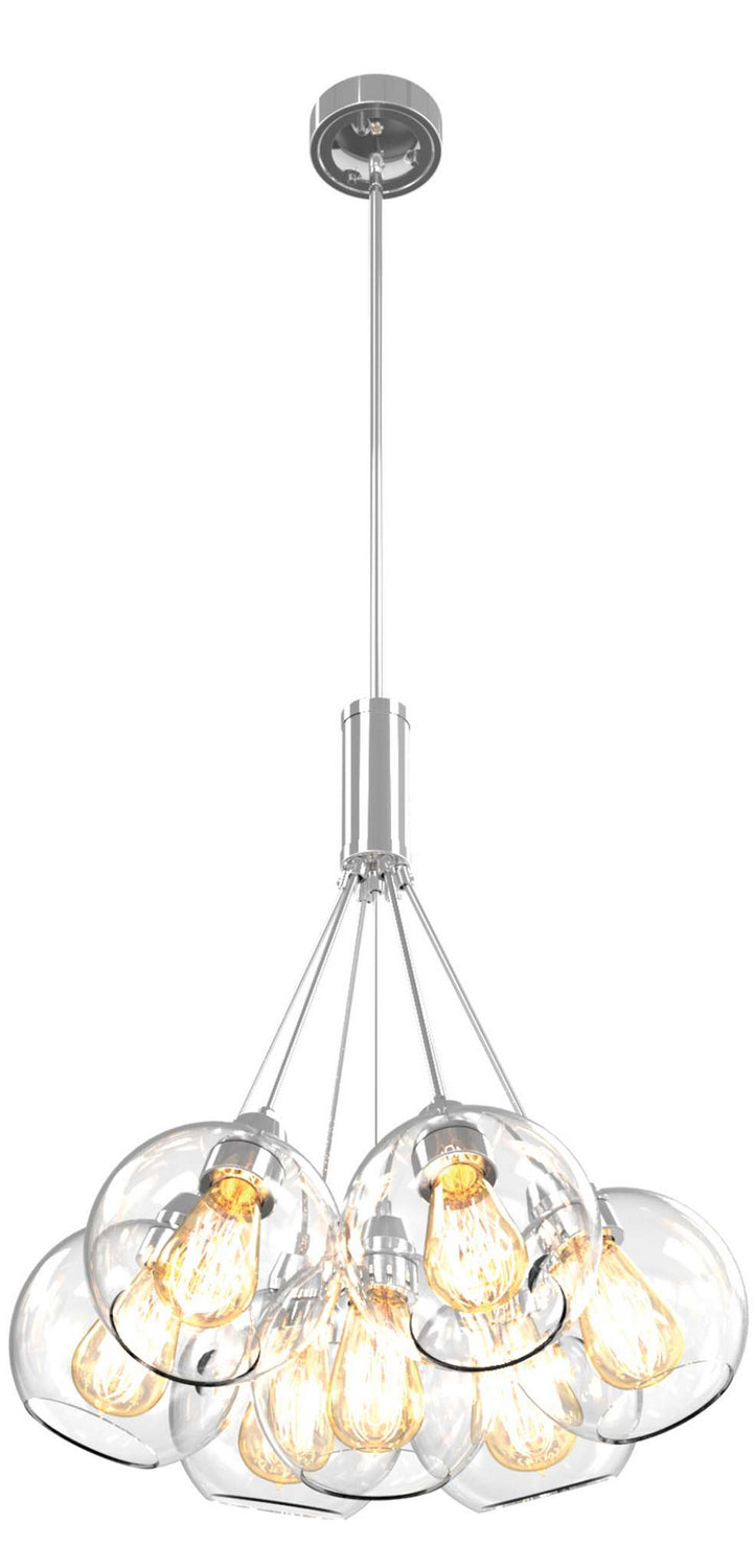 Oberon Seven Light Pendant in Chrome With Clear Glass - available from The Lighting Shoppe, trusted by Canadian homeowners