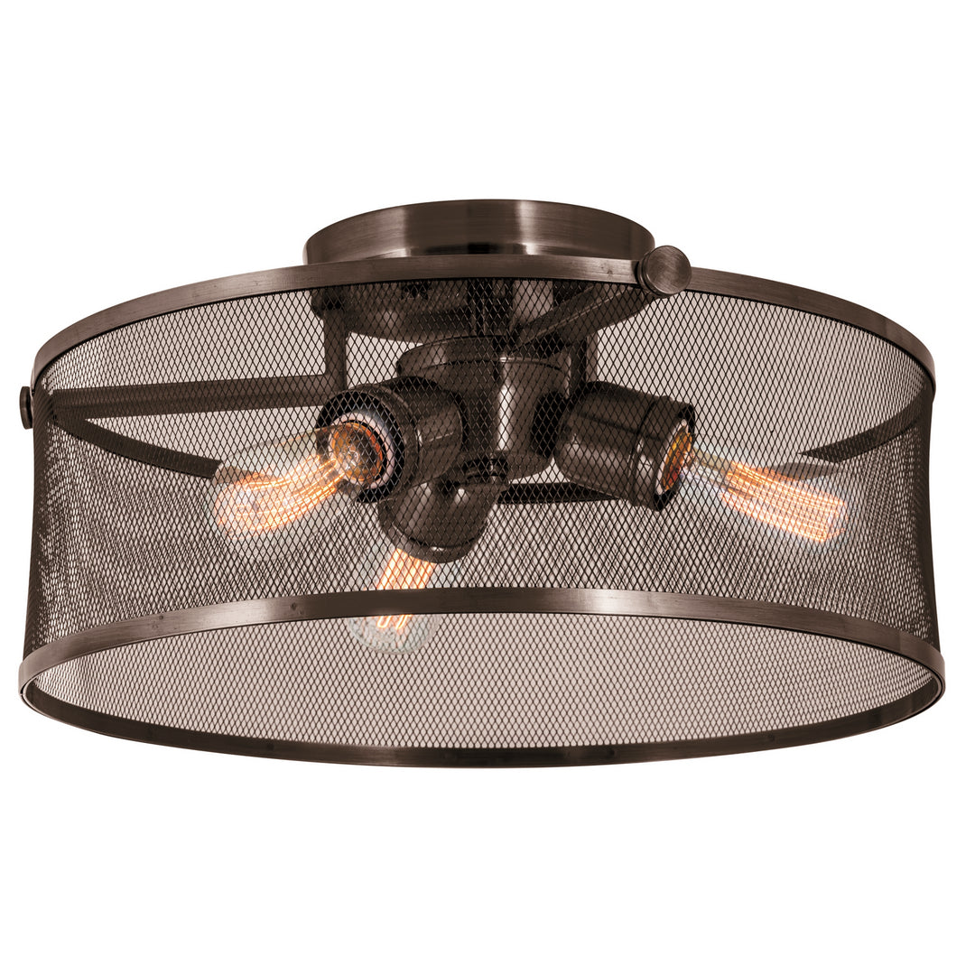 Gastown Three Light Semi-Flush Mount in Graphite Net - available from The Lighting Shoppe, trusted by Canadian homeowners