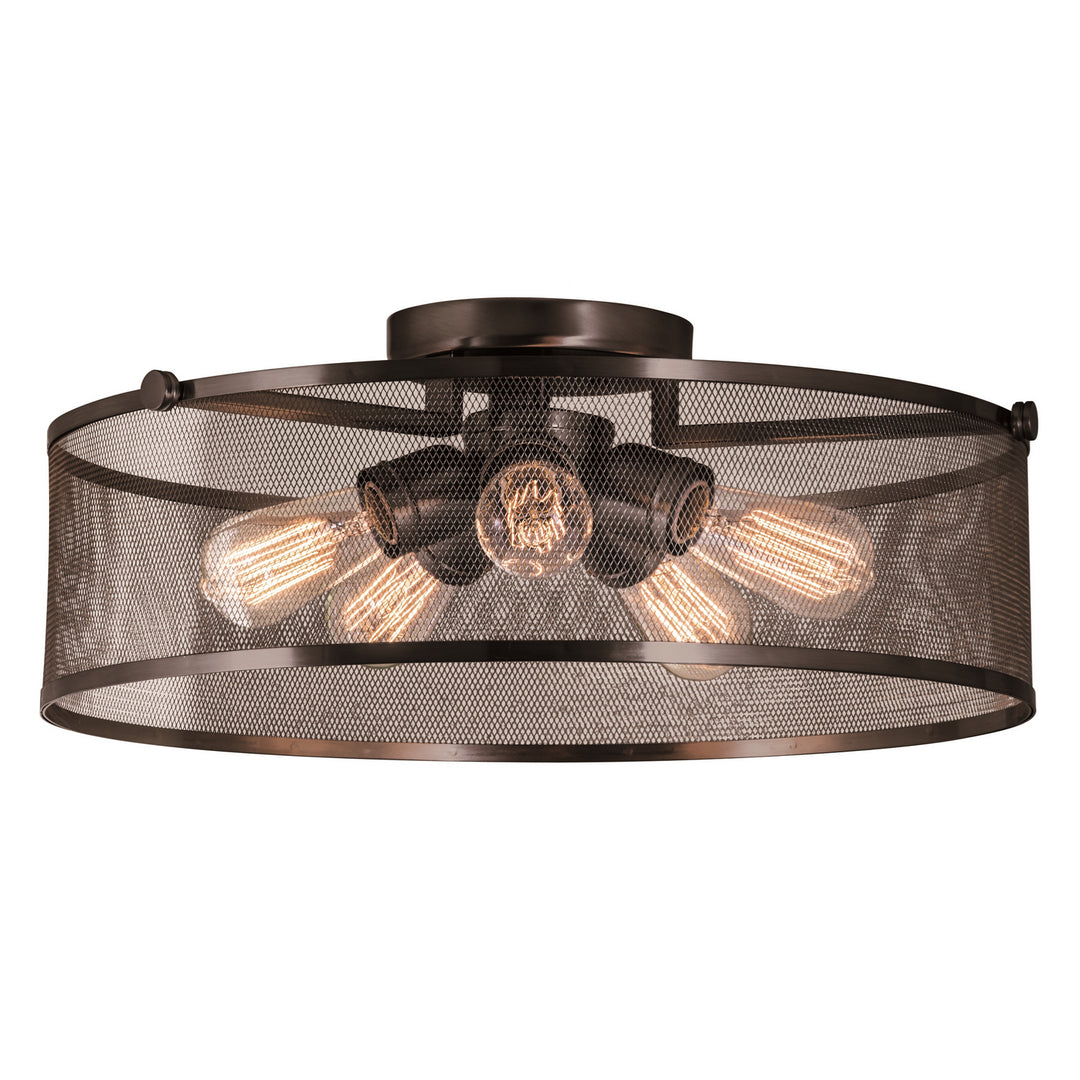 Gastown Five Light Semi-Flush Mount in Graphite Net - available from The Lighting Shoppe, trusted by Canadian homeowners